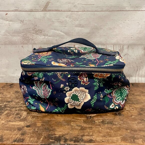 Tory Burch Tilda Medium Size Floral Navy Cosmetics Case